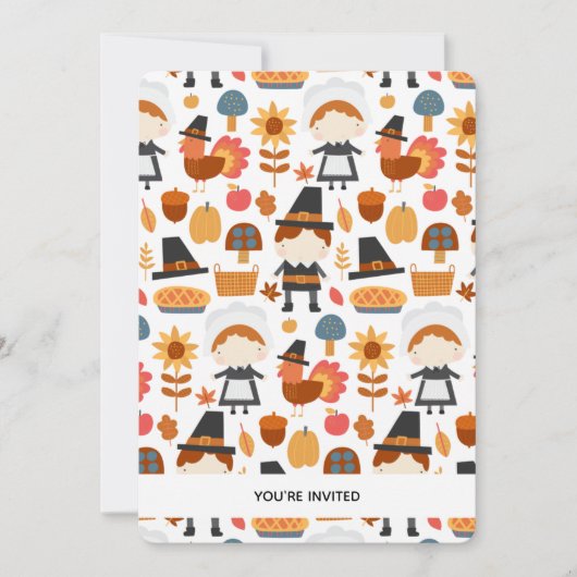 感謝祭のパイロット感謝祭ハーベストパターン食事招待状 招待状 (正面)