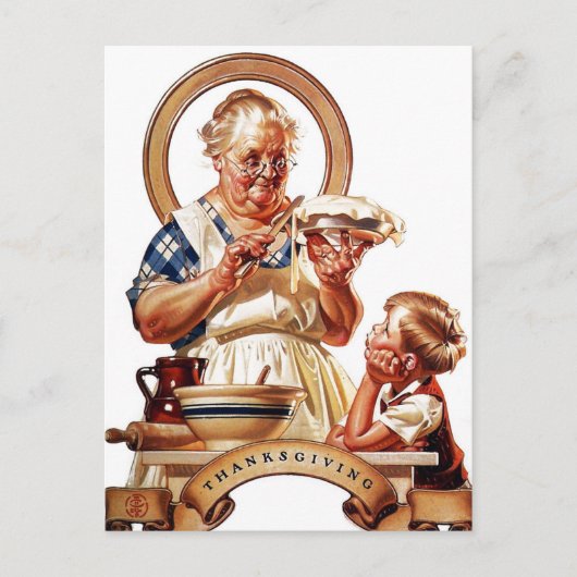感謝祭のパイ作り シーズンポストカード (正面)