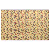 感謝祭のパイ、トルコ、動物、かぼちゃの模様 ファブリック (ファットクウォーター)