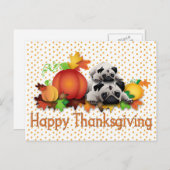 感謝祭のパグとカボチャの贈り物，ティーズ シーズンポストカード (正面/裏面)