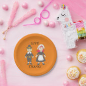 感謝祭のパルグリムの少年と少女 ペーパープレート (パーティー)