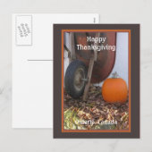 感謝祭のパンプキンとシャベルホイール ホリデー ポストカード (正面/裏面)