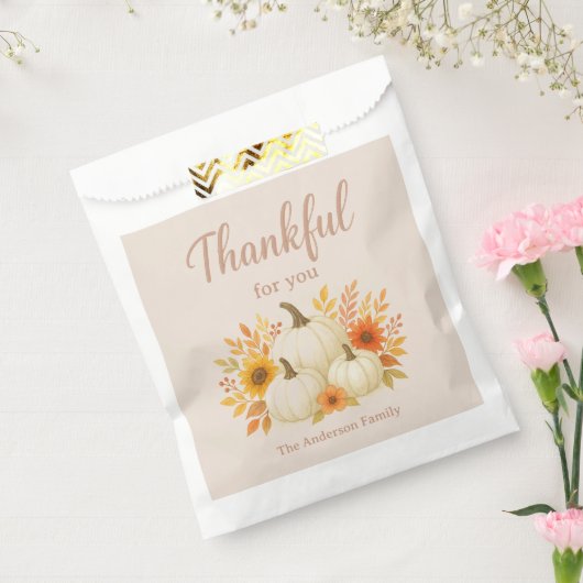 感謝祭のパンプキンとヒマワリ | エレガントなサンクスギビング フェイバーバッグ (封をした状態)