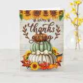 感謝祭のパンプキンの山 カード (黄色い花)