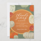 感謝祭のパンプキンパイとカボチャの食事 招待状 (正面)