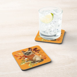 感謝祭のパンプキンパイ猫パーティー コースター