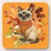 感謝祭のパンプキンパイ猫パーティー コースター (正面)