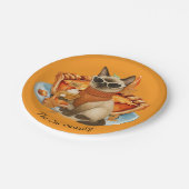 感謝祭のパンプキンパイ猫パーティー ペーパープレート (アングル)