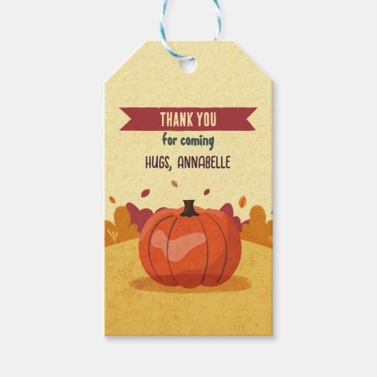 感謝祭のパンプキン子供写真オータムギフトタグ ギフトタグ (正面)