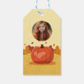 感謝祭のパンプキン子供写真オータムギフトタグ ギフトタグ (裏面)
