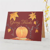 感謝祭のパンプキン・ウォーターカラー カード (黄色い花)