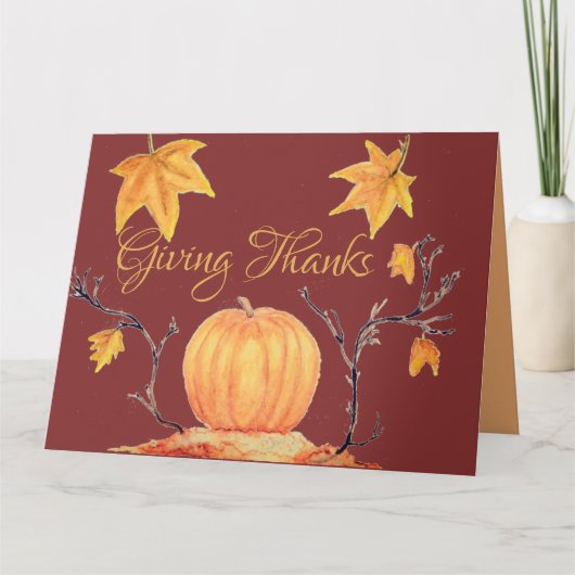 感謝祭のパンプキン・ウォーターカラー カード (正面)