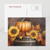 感謝祭のパンプキン 紅葉の秋の葉の休日 シーズンポストカード (正面/裏面)