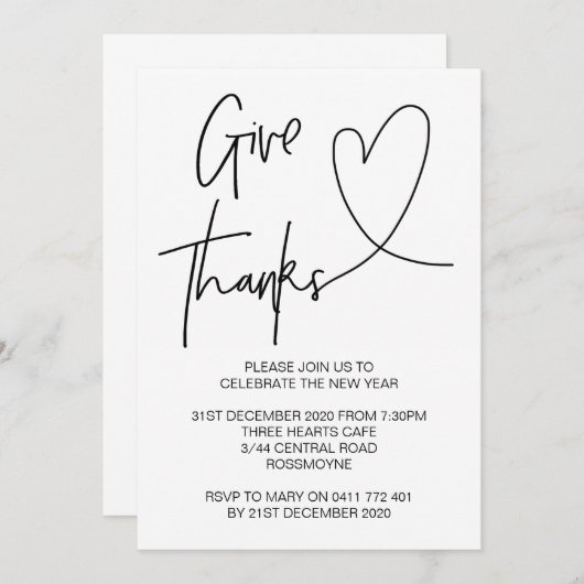 感謝祭のパーティの招待状は感謝の招待を与えます 招待状 (正面/裏面)