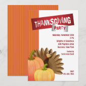 感謝祭のパーティの招待状 招待状 (正面/裏面)