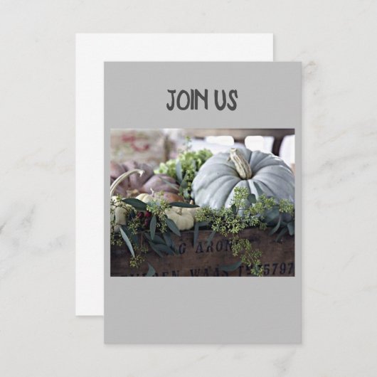 **感謝祭のパーティーまたはディナー** への招待 招待状 (正面/裏面)