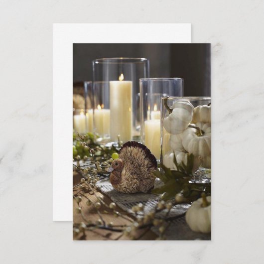 **感謝祭のパーティーまたはディナー** への招待 招待状 (正面/裏面)