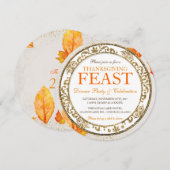 感謝祭のパーティー招待 招待状 (正面/裏面)