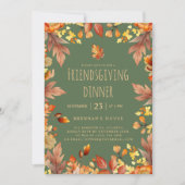 感謝祭のパーティー素朴フレンドディナー 招待状 (正面)