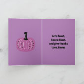 感謝祭のパープルパンプキンと秋の花 招待状 (内部)