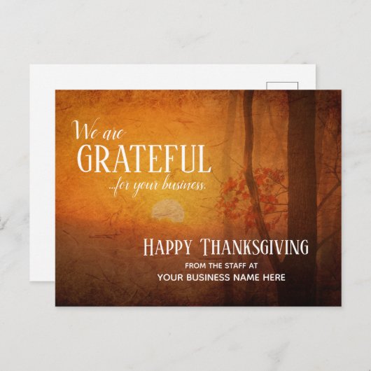 感謝祭のビジネス向けポストカード - 感謝の気持ちを込めて ポストカード (正面/裏面)