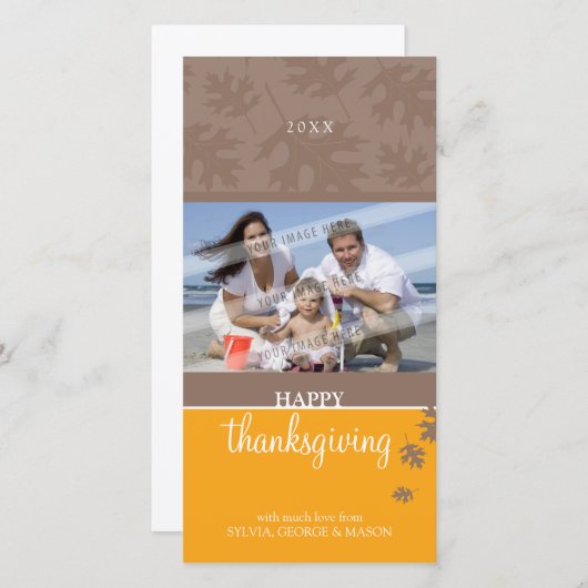 感謝祭のフォトカード:: 落ちる葉1 シーズンカード (正面/裏面)