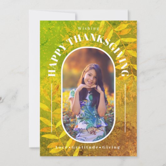 感謝祭のフォトグモダンリーン シーズンカード (正面)