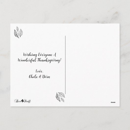 感謝祭のフォトホリデー葉書を持っている シーズンポストカード (裏面)