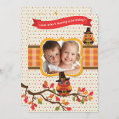 感謝祭のフクロウの写真の誕生日の招待状 招待状 (正面/裏面)