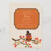 感謝祭のフクロウの招待状 招待状 (正面/裏面)