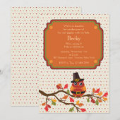 感謝祭のフクロウの招待状 招待状 (正面/裏面)