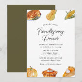 感謝祭のフレンドギビングディナーへのご招待 招待状 (正面/裏面)