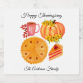 感謝祭のフレンドリーカボチャのスパイスラテ リキュールボトルラベル (シングルラベル)