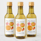 感謝祭のフレンドリーカボチャのスパイスラテ ワインラベル (ボトル)