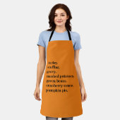 感謝祭のフードディナーリストパーソナライズされた エプロン (着用した状態)