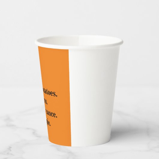 感謝祭のフードディナーリストパーソナライズされた 紙コップ (左)