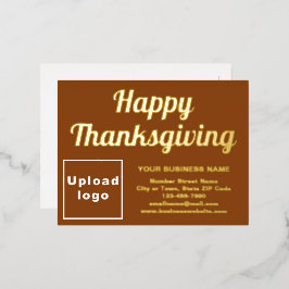 感謝祭のブラウンビジネスブランド 箔シーズンポストカード