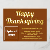 感謝祭のブラウンビジネスブランド 箔シーズンポストカード (正面)