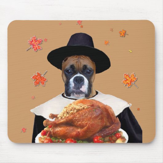 感謝祭のボクサー犬のmousepad マウスパッド (正面)
