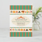 感謝祭のボーダー招待状 招待状 (スタンド正面)