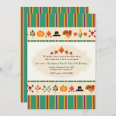 感謝祭のボーダー招待状 招待状 (正面/裏面)