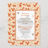 感謝祭のポトラックディナーリスとどんぐり 招待状 (正面/裏面)