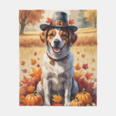 感謝祭のポルトガルの水犬紅葉 フリースブランケット (正面)