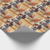 感謝祭のポルトガルの水犬紅葉 ラッピングペーパー (角)