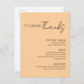 感謝祭のメニュー インビテーションポストカード (正面/裏面)