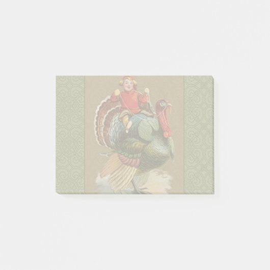 感謝祭のユーモアあふれる子供と turkey ポストイット (正面)