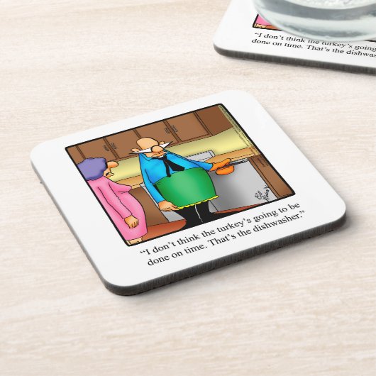 感謝祭のユーモアのコルクをバックにしたコースター コースター (左側)