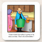 感謝祭のユーモアのコルクをバックにしたコースター コースター (正面)