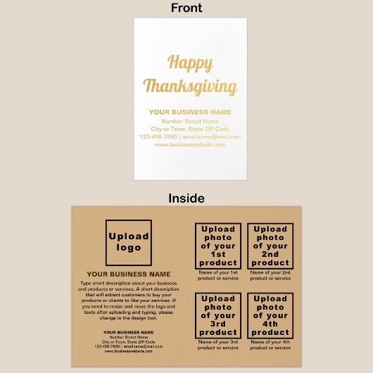 感謝祭のライトブラウン・ビジネス・ブランド 箔カード