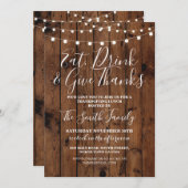 感謝祭のランチウッド ラスティック ライト 招待状 (正面/裏面)